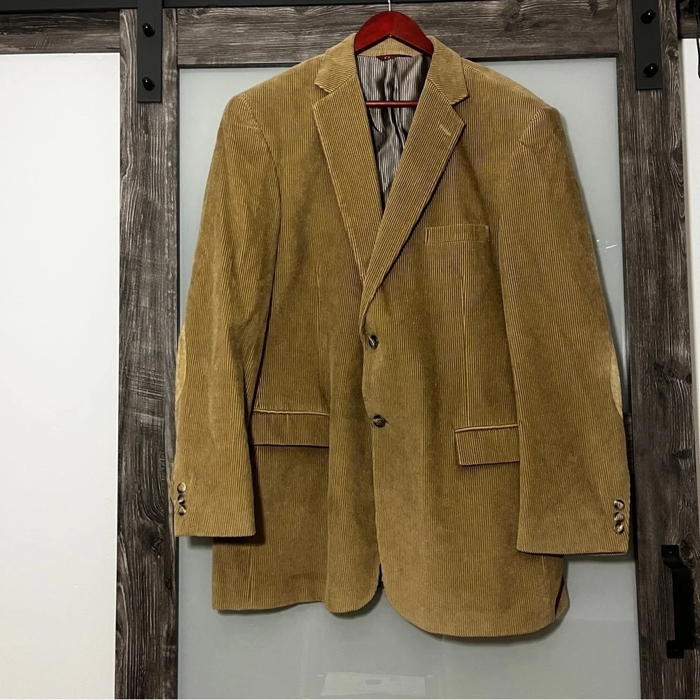 Cianni Cellini Men's 46L Brown Plush Corduroy Blazer Sport Coat Academia Grandpa - Picture 1 of 16